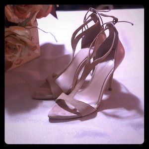 Zara nude tie strap high heel shoes